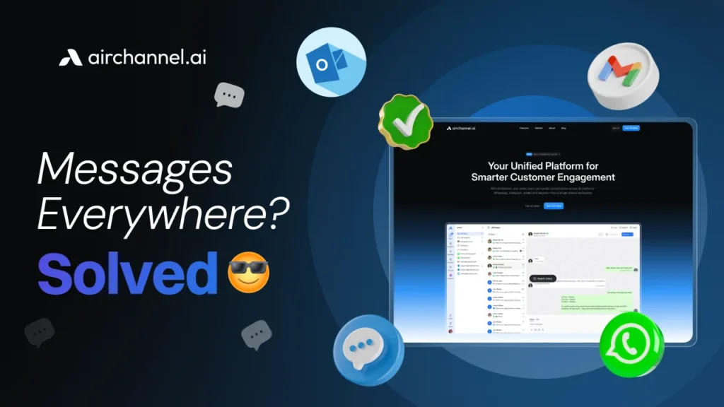 Multi-channel communication platform managing WhatsApp, email, and social messages in one unified inbox
