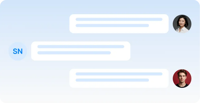 A simple view of a chat thread to help you follow and track all customer replies.