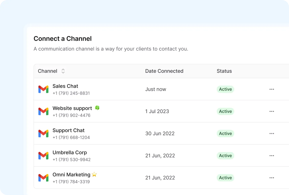 Centralized hub for multi-account Gmail management, allowing businesses to connect and scale several email channels for sales and support in one dashboard.