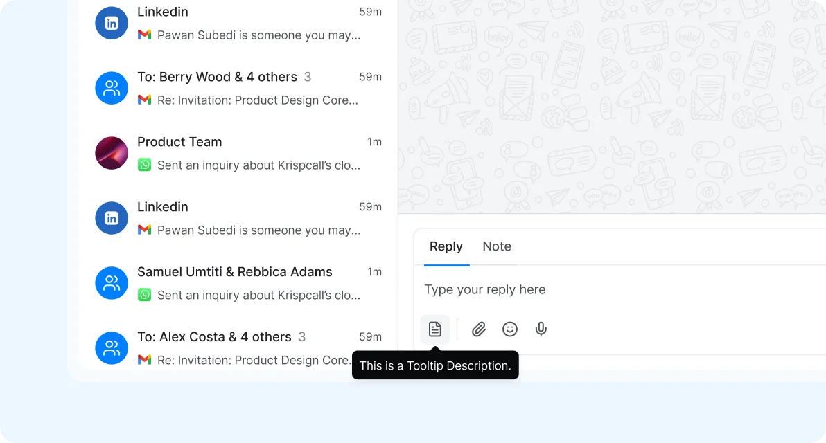 Chat interface showing instant access to canned responses and templates to improve messaging efficiency within a unified shared inbox.