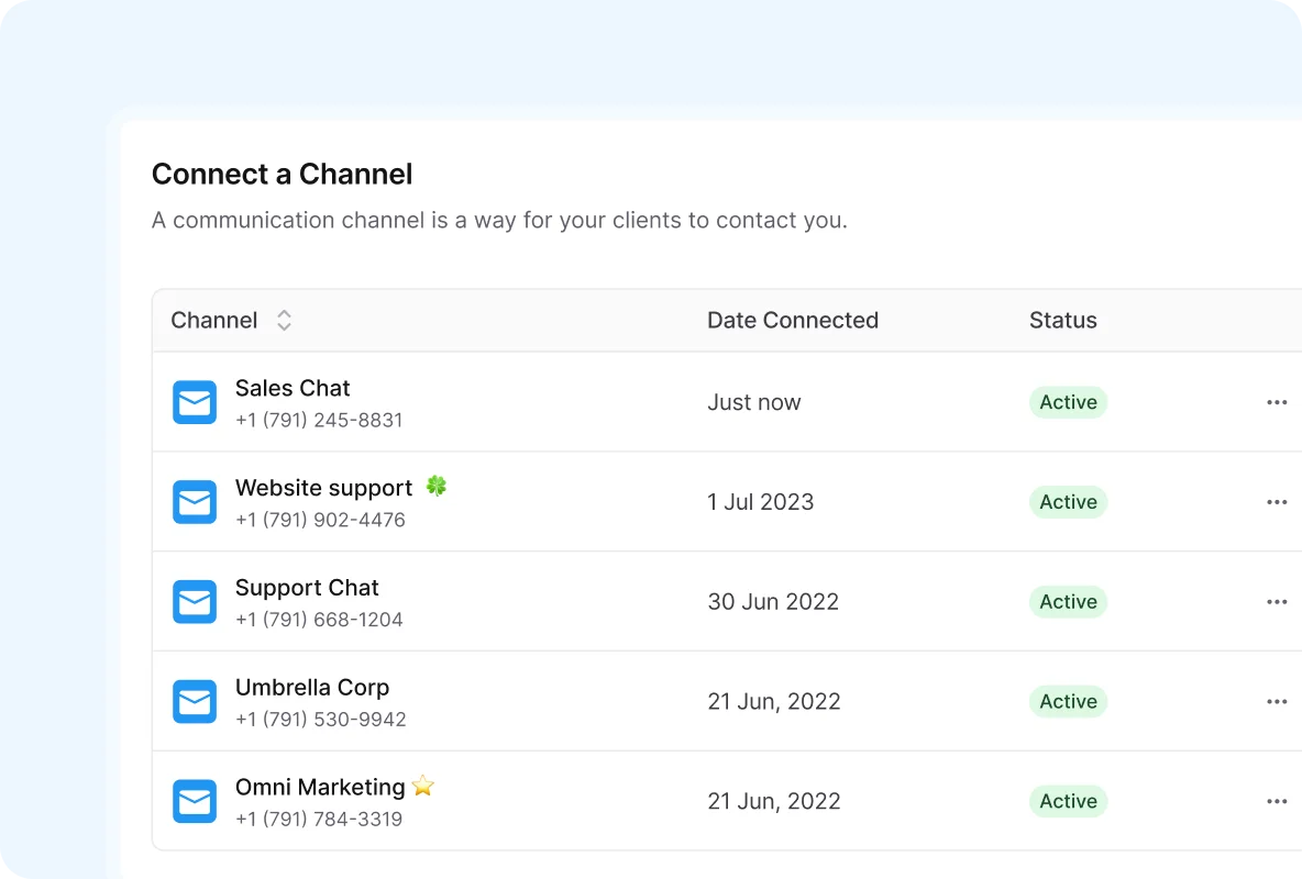 Interface showing multi-account management for scaling business communication by connecting several IMAP email channels in one dashboard.